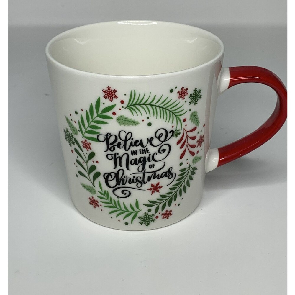 Joy & Peace Christmas Coffee Mug Believe in The Magic Holly